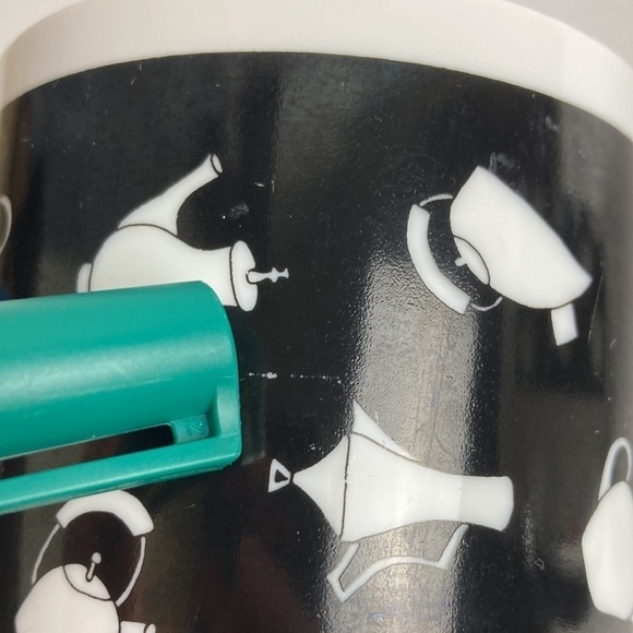 Chaleur Dan May Tea Pots Coffee Mug 2 Cup Set 14oz Black White Whimsy Whimsical - Picture 11 of 13